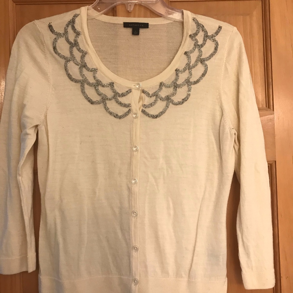 Beaded cardigan 3/4 sleeve L